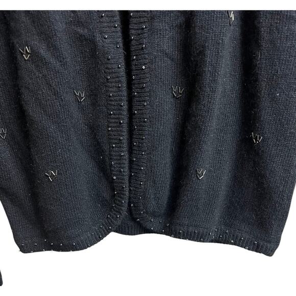 Potomac Collection Embellished Sweater Cardigan Black Bow Shoulder Pads Vintage - Picture 5 of 9